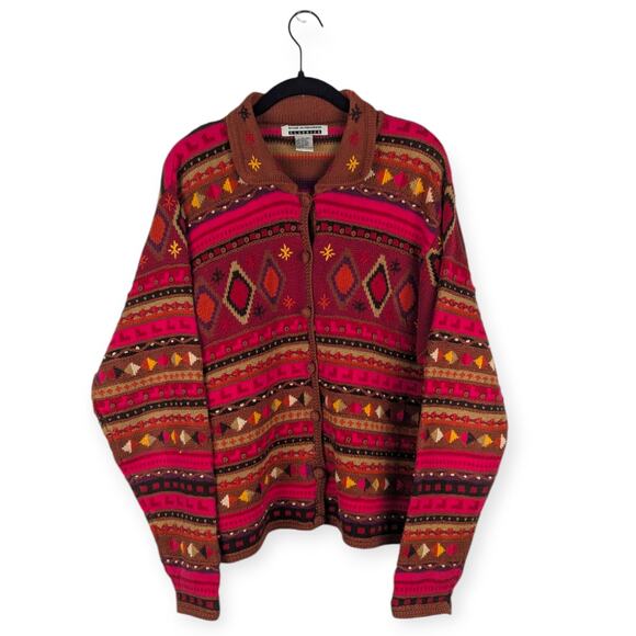 Colorful Geometric Patterned Cardigan - Picture 1 of 6